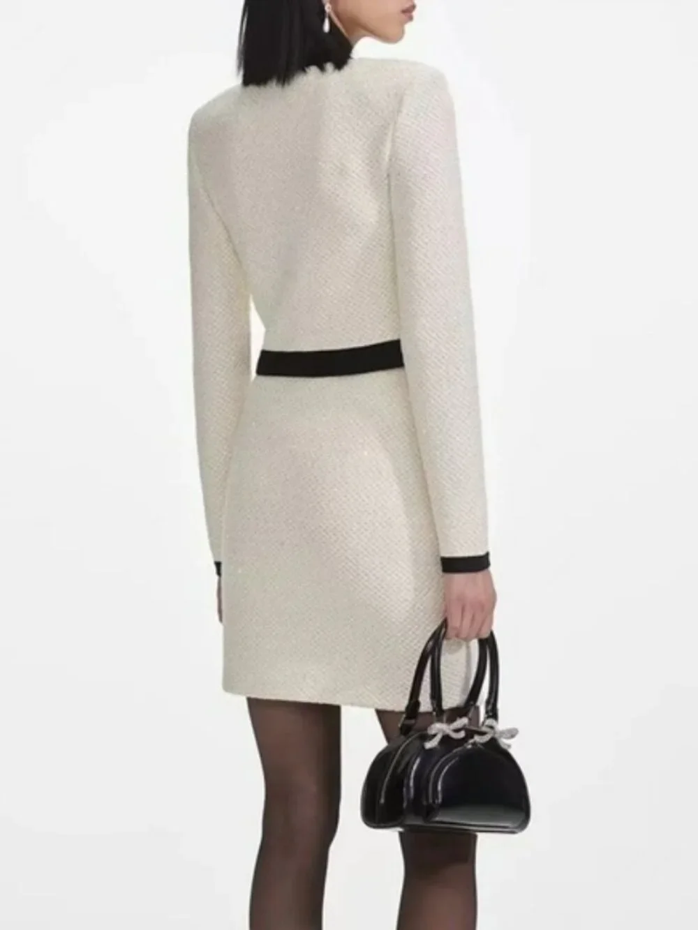 Self-portrait Sequined cotton blend bow cardigan With matching Mini Skirt - Picture 2 of 16